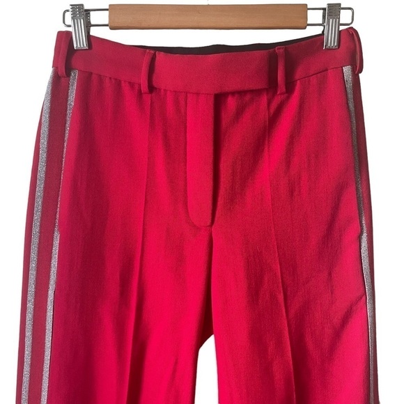 ADAPTATION Red Wool Metallic Side Striped Tailored Trousers Pants Size 24 NWOT - Picture 3 of 16